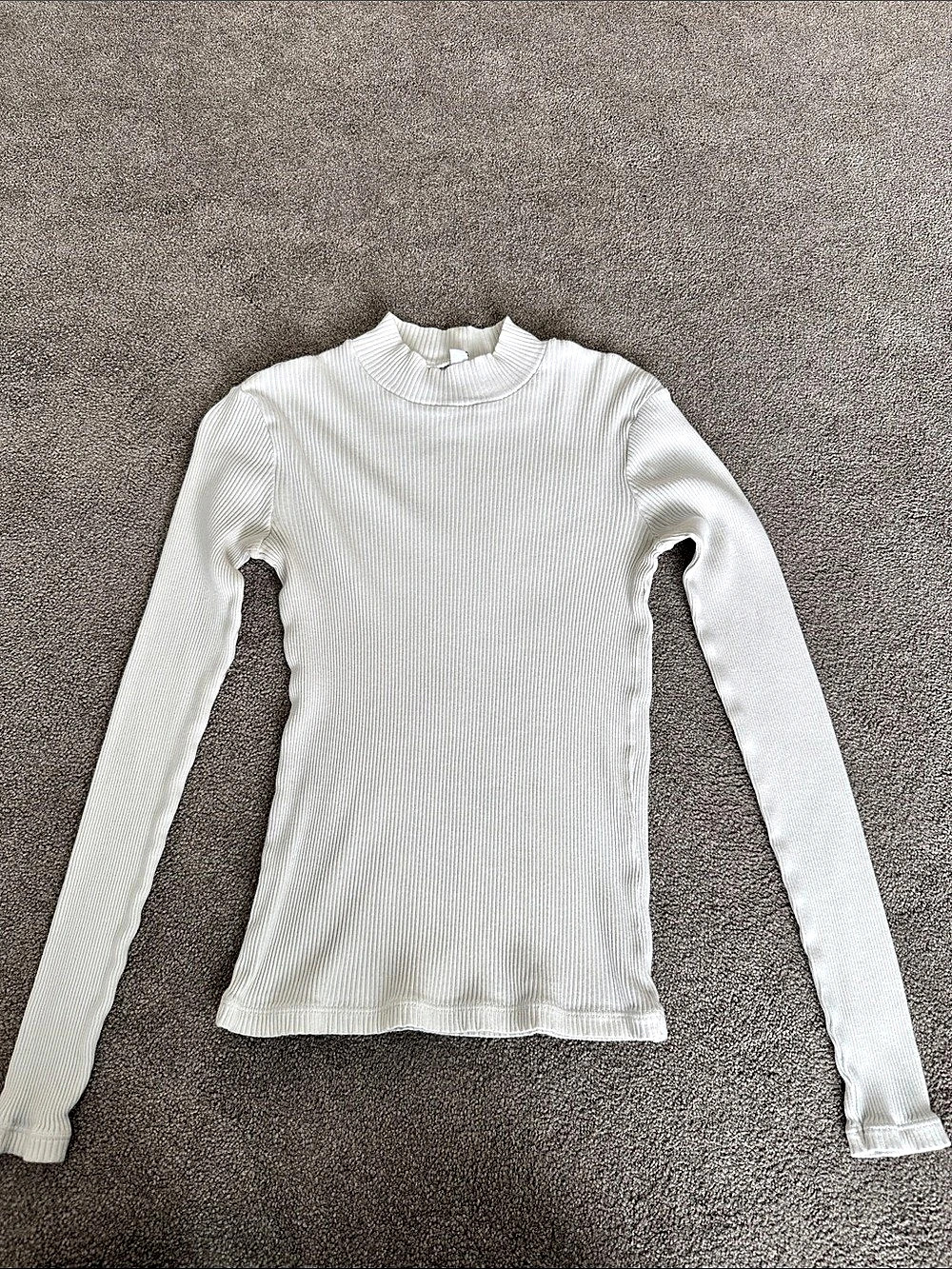 Uniqlo Ribbed mock Neck Long-Sleeve T-Shirt White XS